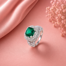 Avni Green Majesty Silver Ring