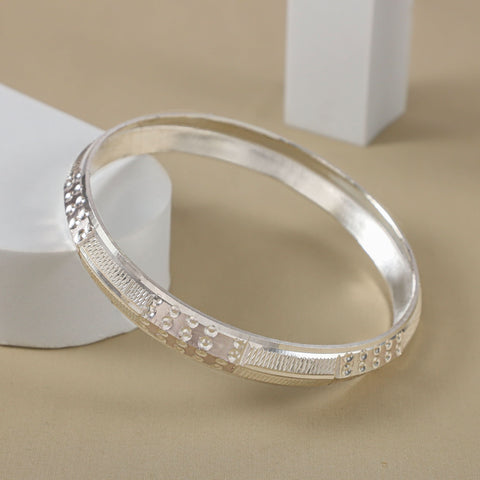 Sunil Valor Textured Silver Kada For Him
