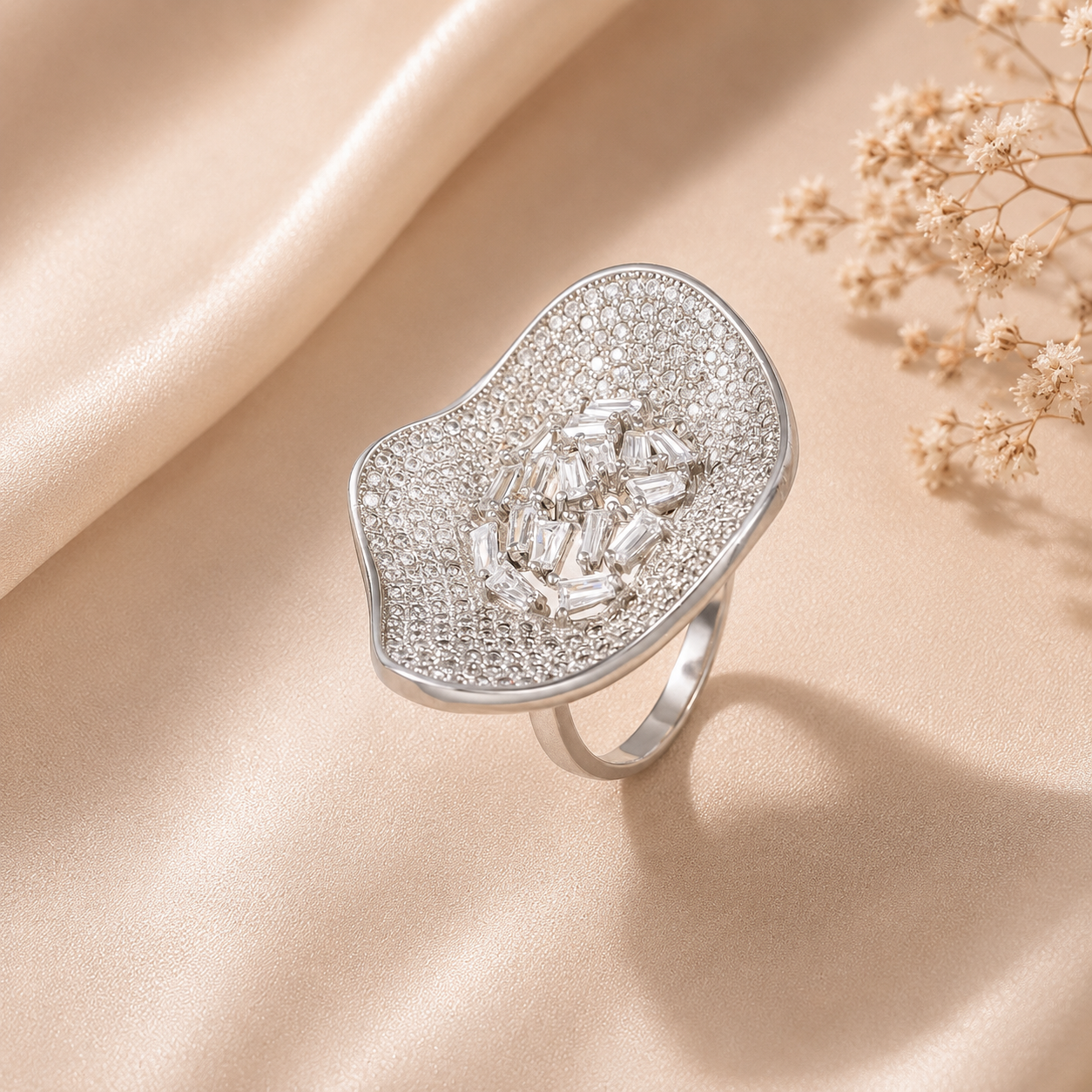 Yashvi Brilliant Flower Desing Silver Ring