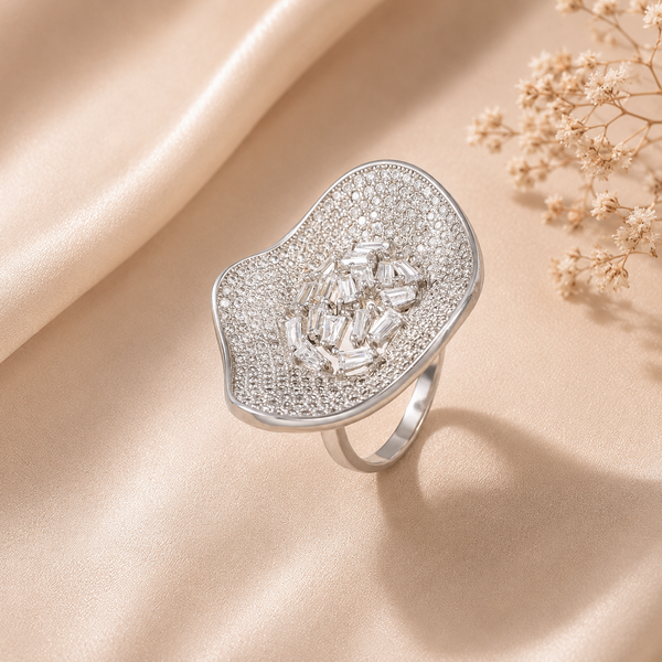 Yashvi Brilliant Flower Desing Silver Ring