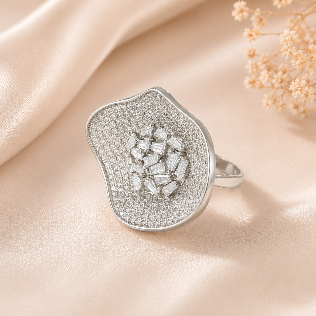Yashvi Brilliant Flower Desing Silver Ring
