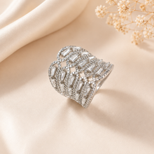 Pranika Glamorous Crystal Flow Silver Ring