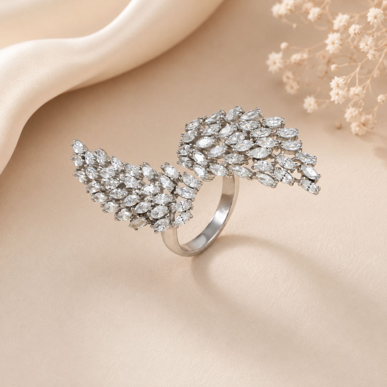 Inika Dazzling Wing Bloom Silver Ring