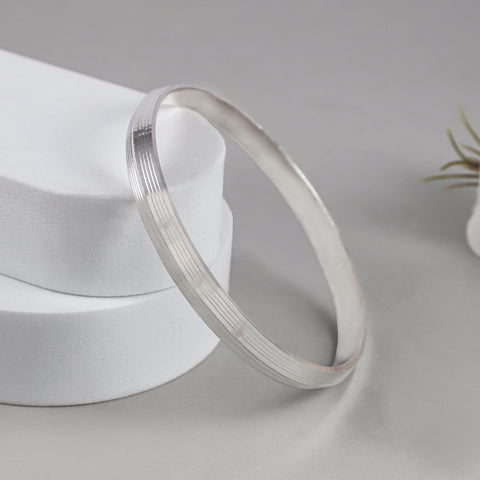 Omveer Aura Line Silver Kada For Him