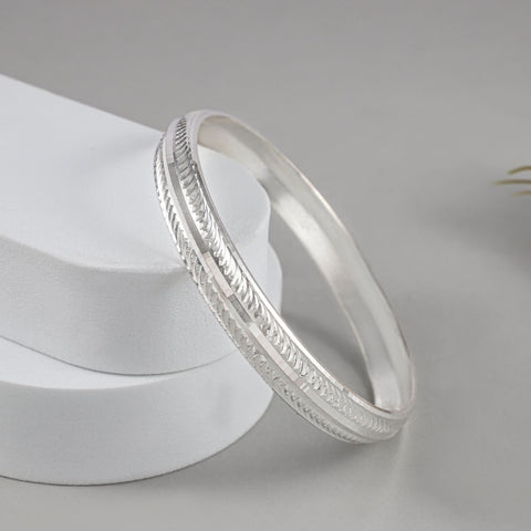 Rishi Crown Ridge Silver Kada For Him
