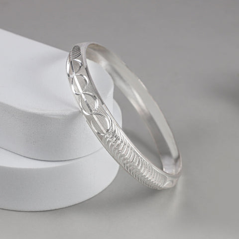 Aditya Engraved Silver Kada For Him