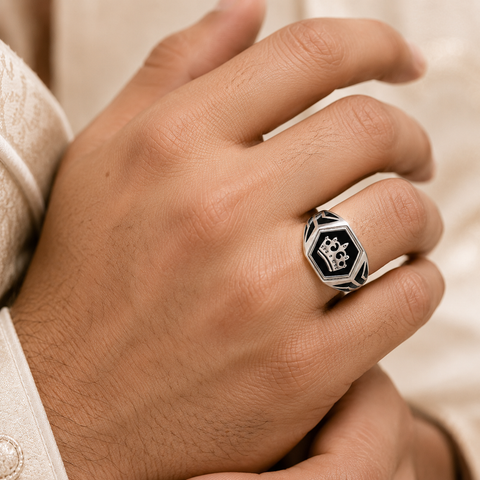 Zayan Crown Power Silver Ring For Him