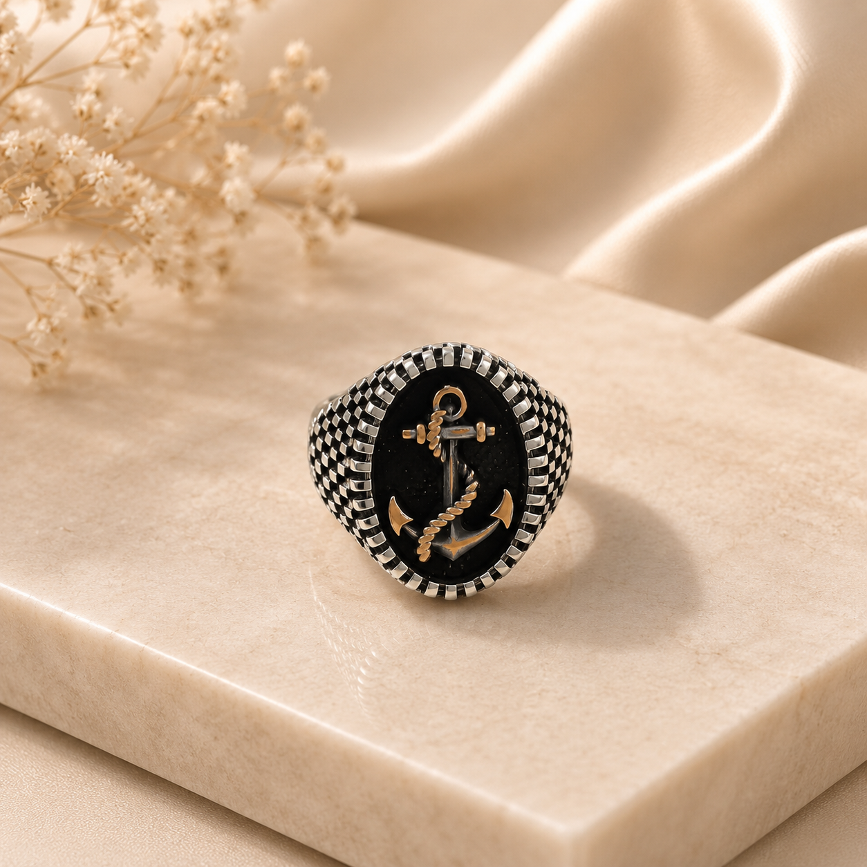 Varun Anchor Signet Silver Ring For Him