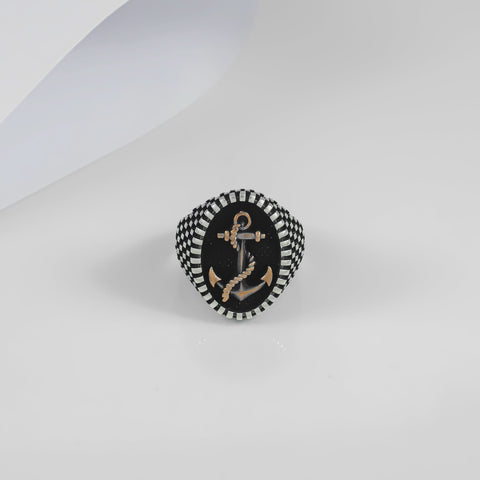Varun Anchor Signet Silver Ring For Him