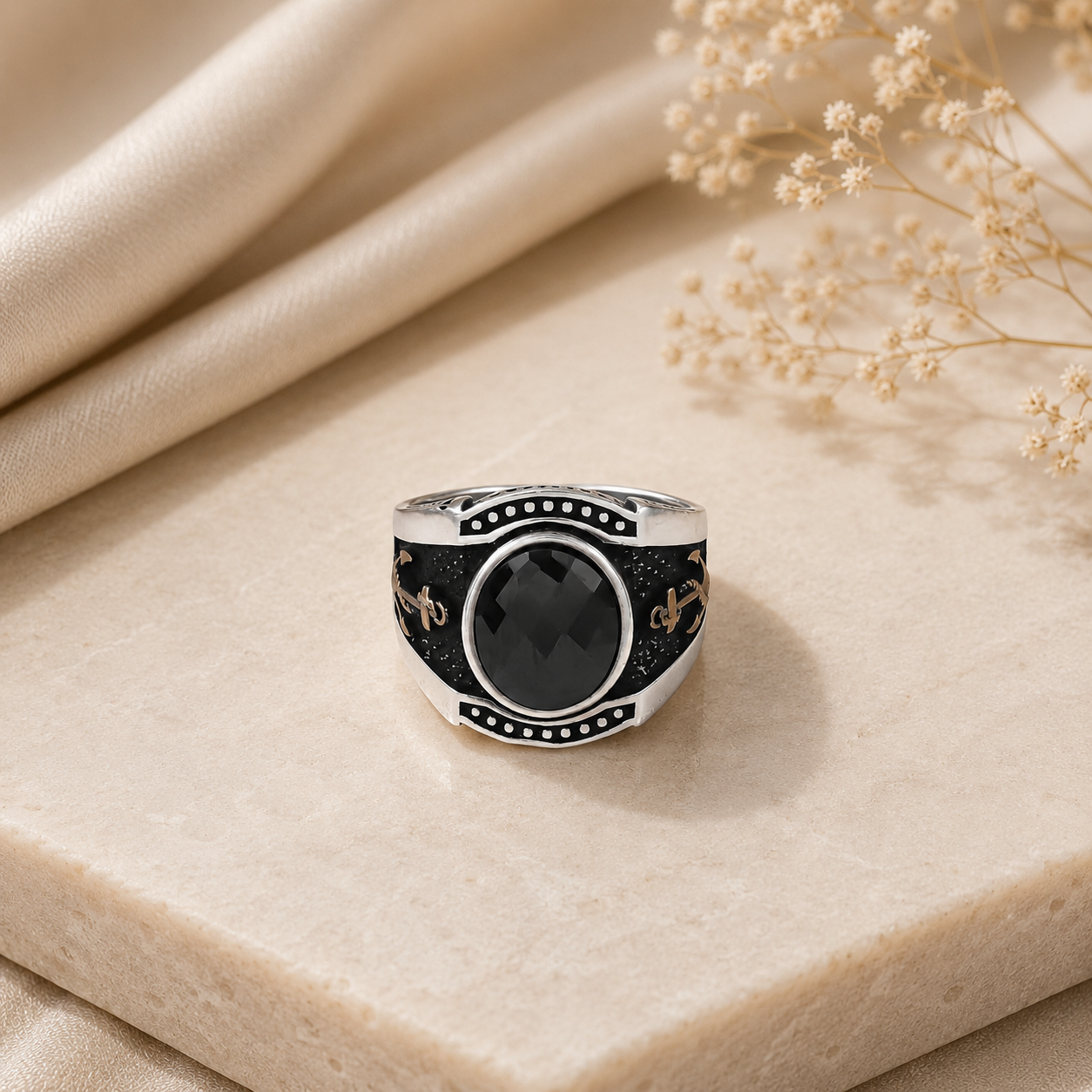 Yash Nautical Stone Silver Ring