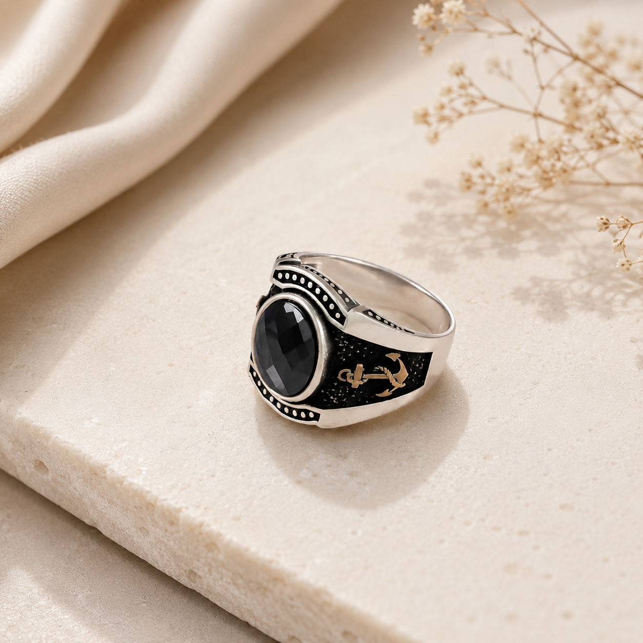 Yash Nautical Stone Silver Ring