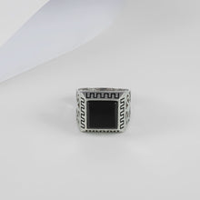 Laksh Black Stone Silver Ring For Him