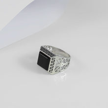 Laksh Black Stone Silver Ring For Him