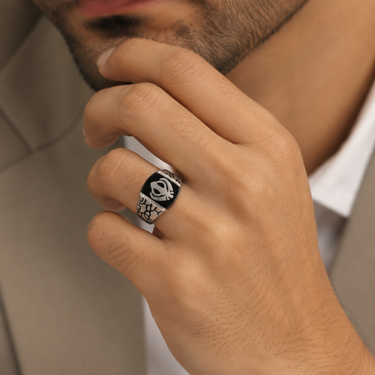 Sikh Power Band Silver Ring For Him