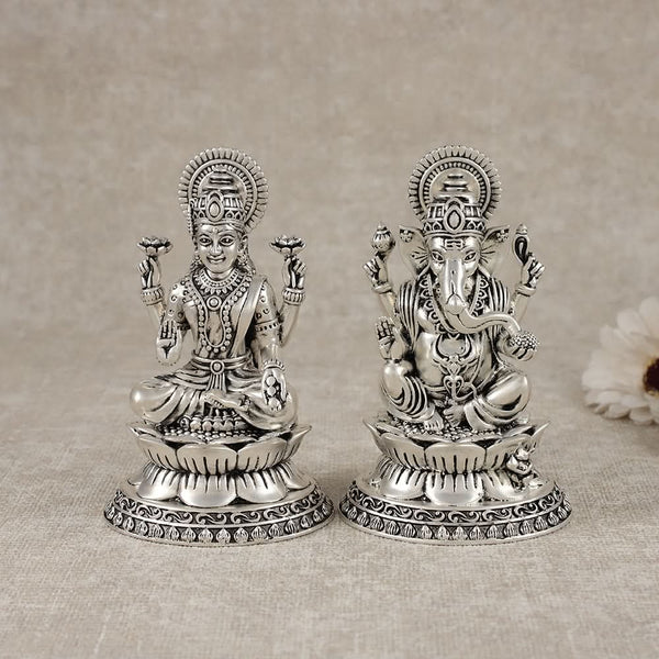 Lakshmi Ganesha Silver Idol