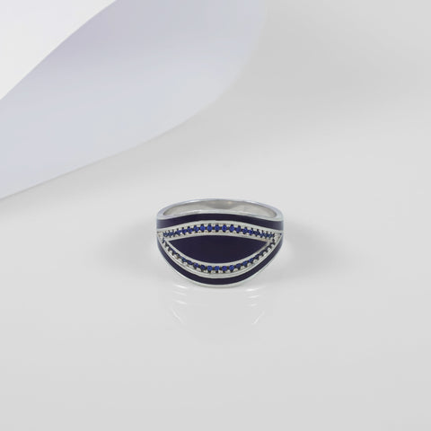 Vihaan Blue Charm Silver Ring For Him