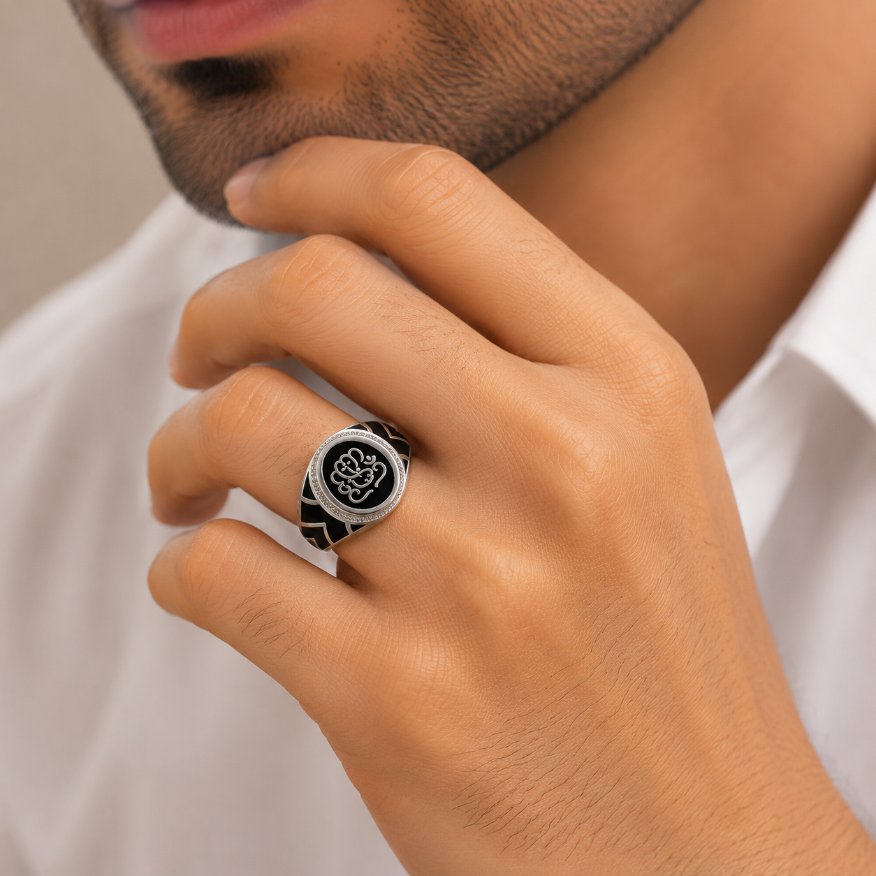 Samar Shree Ganesha Silver Ring For Him
