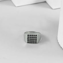Keshav Classic Grid Silver Ring For Him