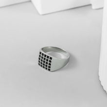 Keshav Classic Grid Silver Ring For Him