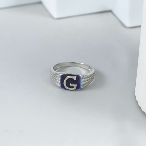 Ishan Premium G Initial Silver Ring For Him