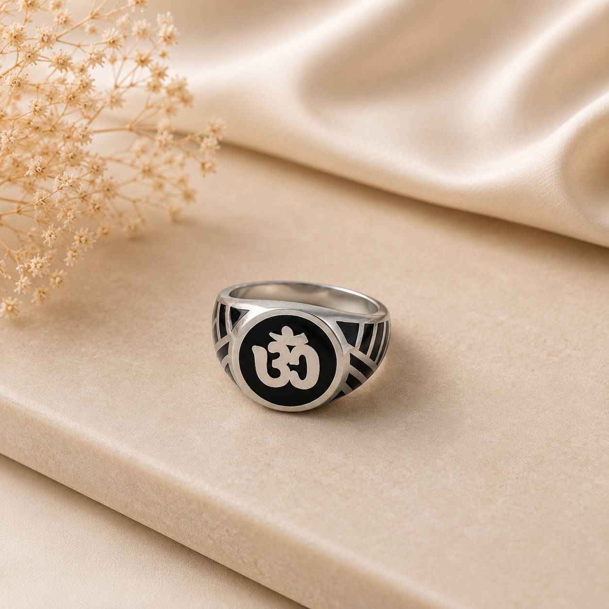 Hritik Om Energy Silver Ring For Him