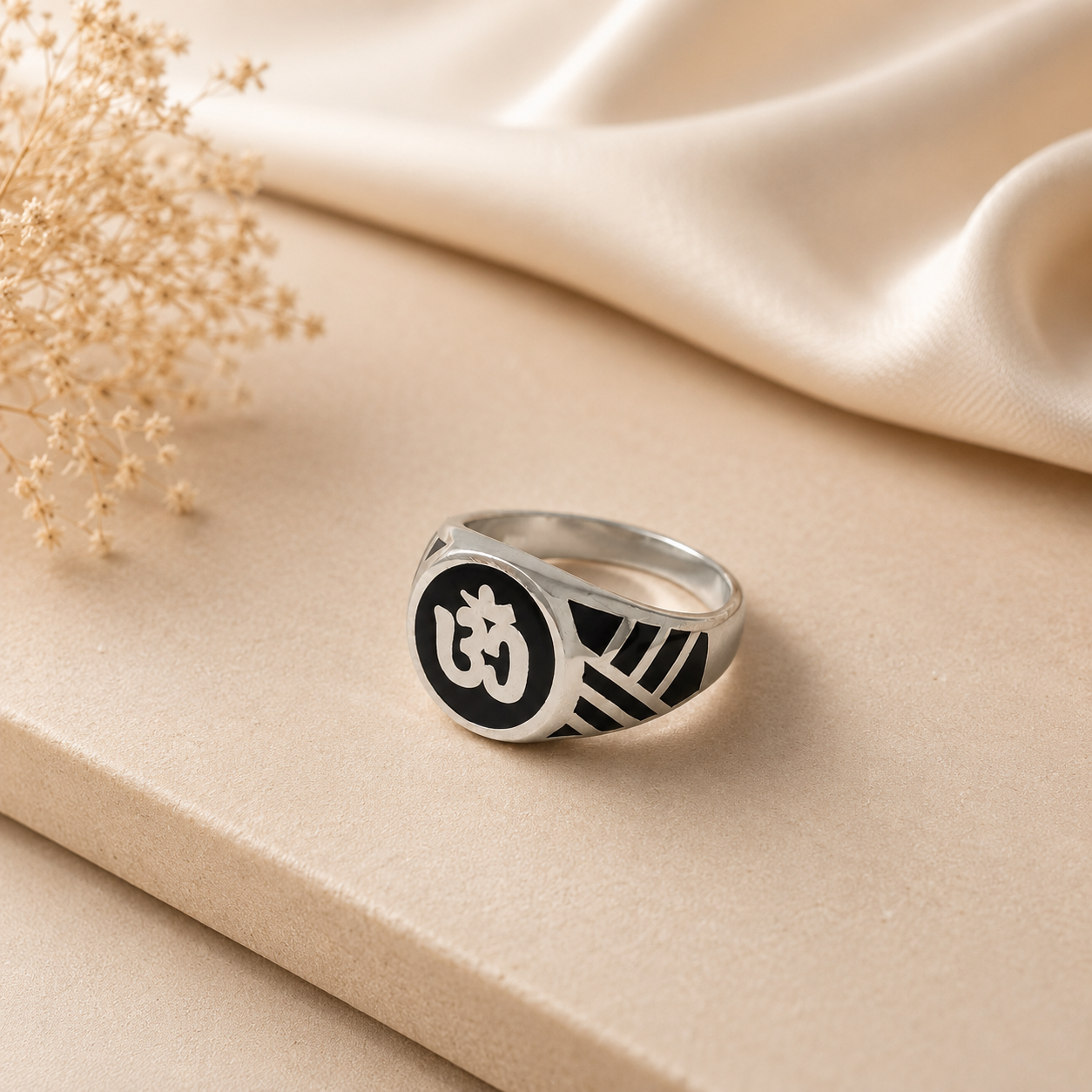 Hritik Om Energy Silver Ring For Him