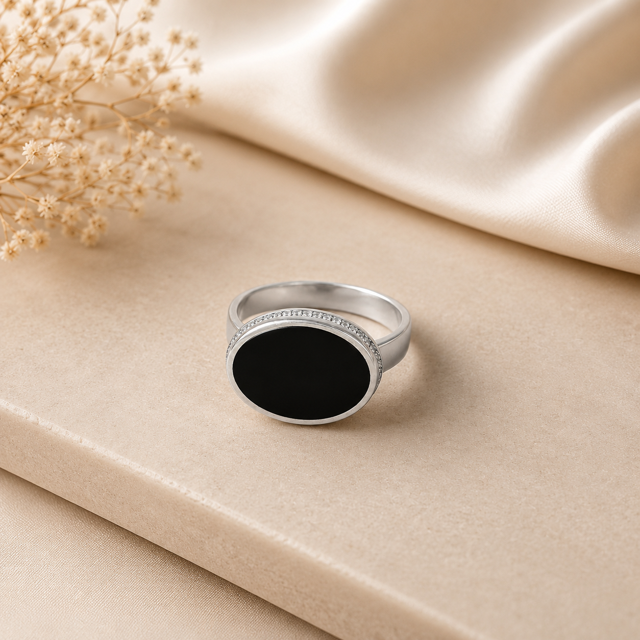 Reyansh Onyx Disc Silver Ring For Him
