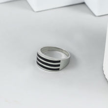 Dev Bold Stripe Silver Ring For Him