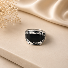Ayaan Greek Pattern Silver Ring For Him