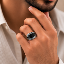 Ayaan Greek Pattern Silver Ring For Him