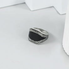 Ayaan Greek Pattern Silver Ring For Him