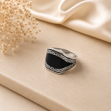 Ayaan Greek Pattern Silver Ring For Him