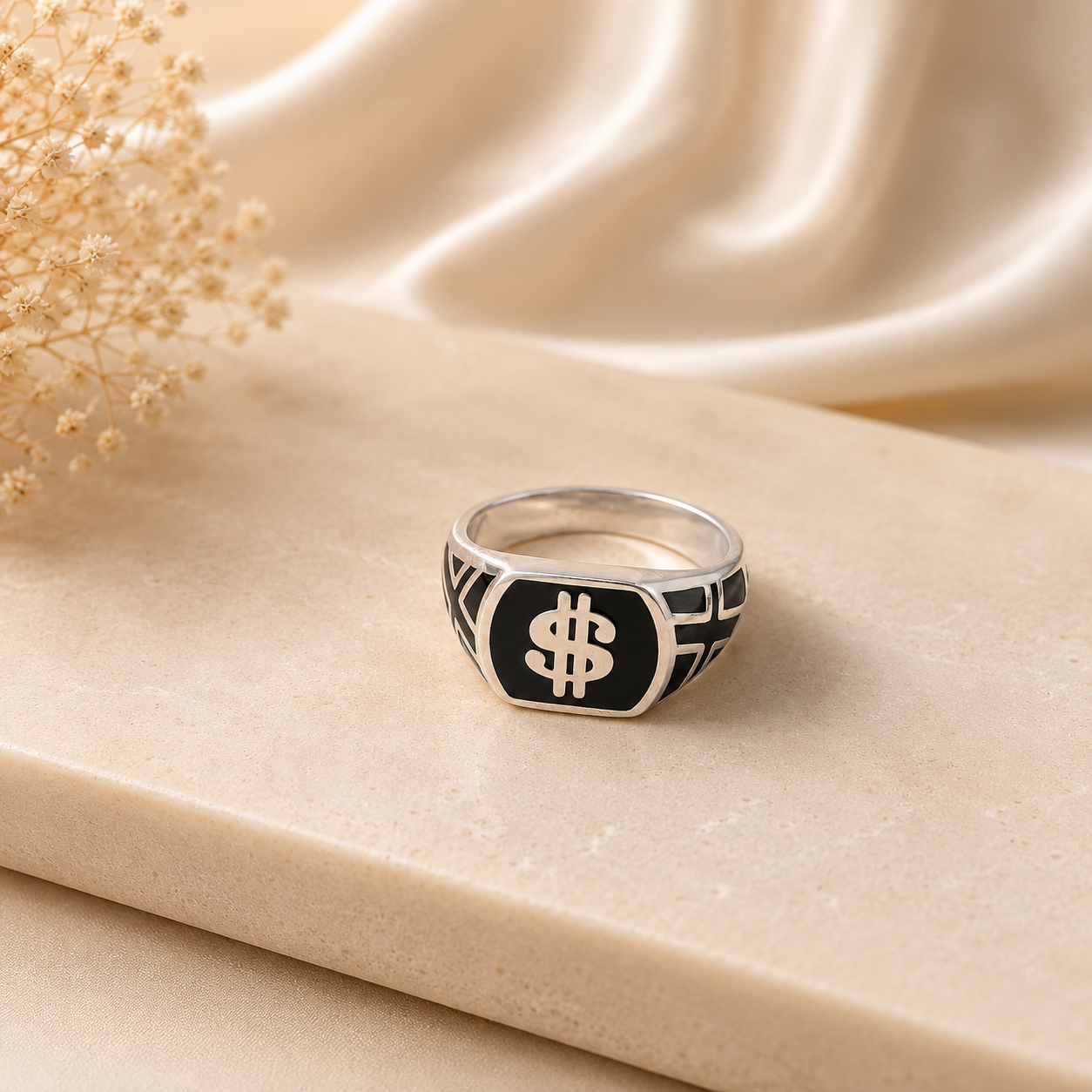 Aaryan Dollar Silver Ring for Him