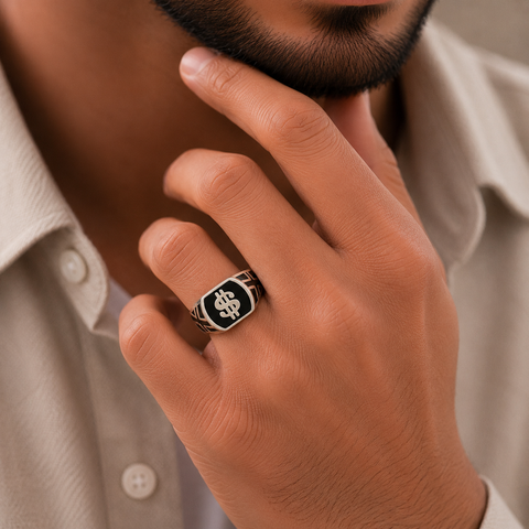 Aaryan Dollar Silver Ring for Him