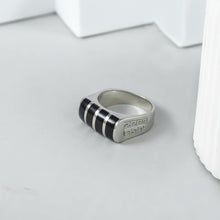 Aaryan Black Signet Silver Ring For Him