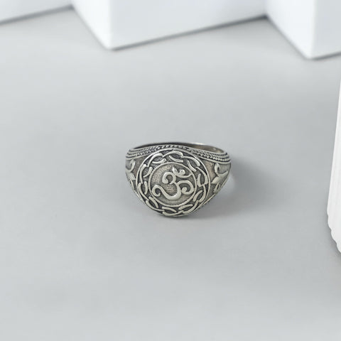Om Blessing Silver Ring For Him