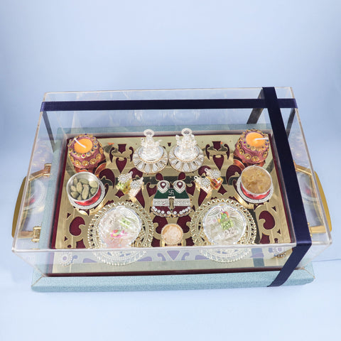 Blessed Silver 40Gm 2 Idol And 4 Bowls Set Box
