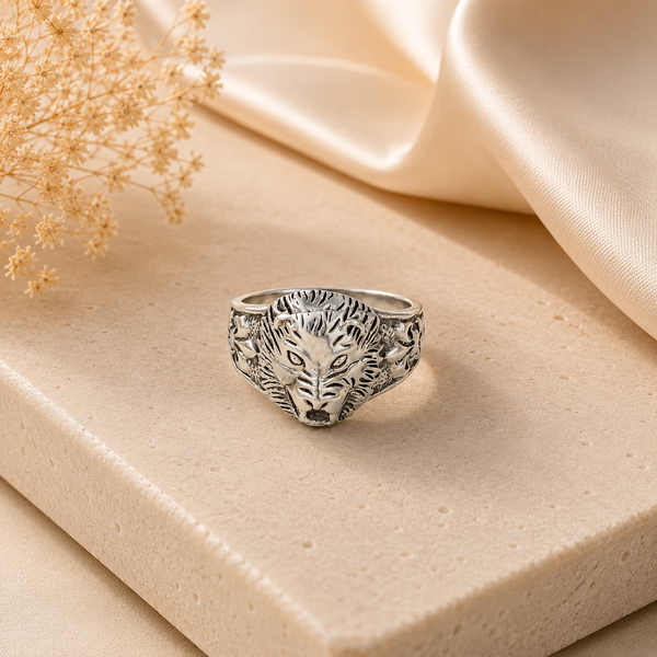 Rajeev Wolf King Silver Ring For Him