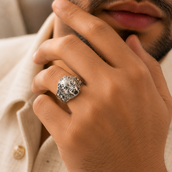Rajeev Wolf King Silver Ring For Him