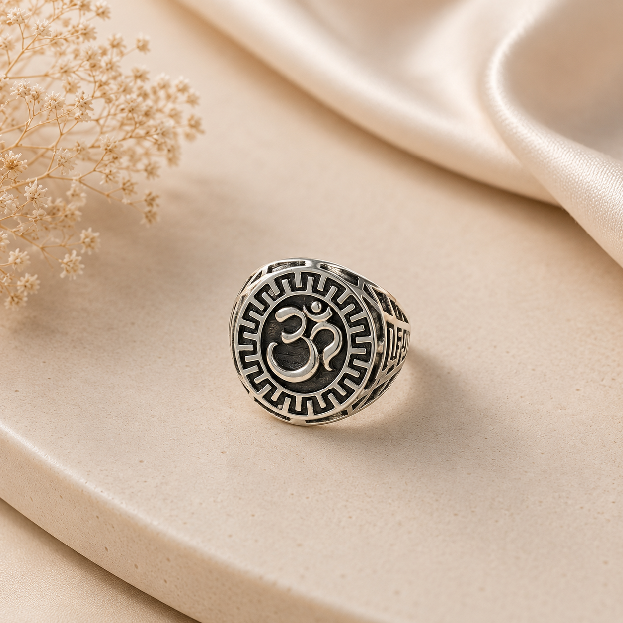 Dilip Sacred Om Legacy Silver Ring For Him
