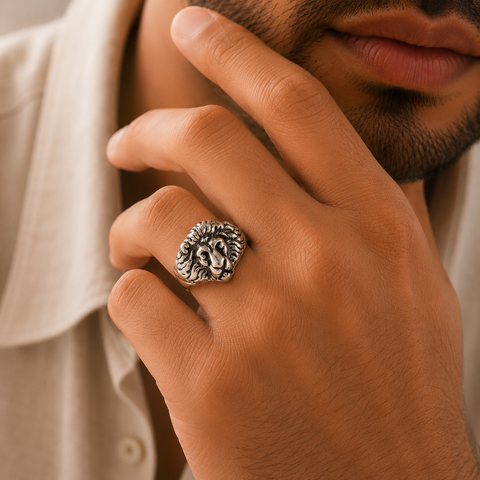 Ayaan Zodiac Inspired Silver Ring For Him
