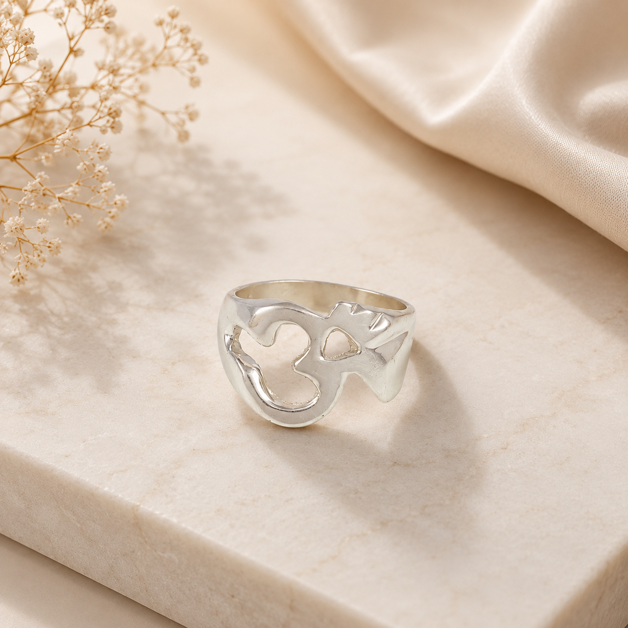 Shiva Om Silver Ring For Him