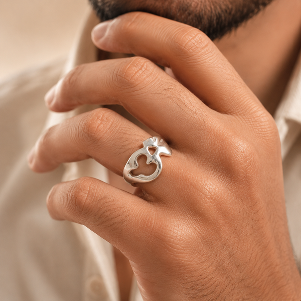 Shiva Om Silver Ring For Him