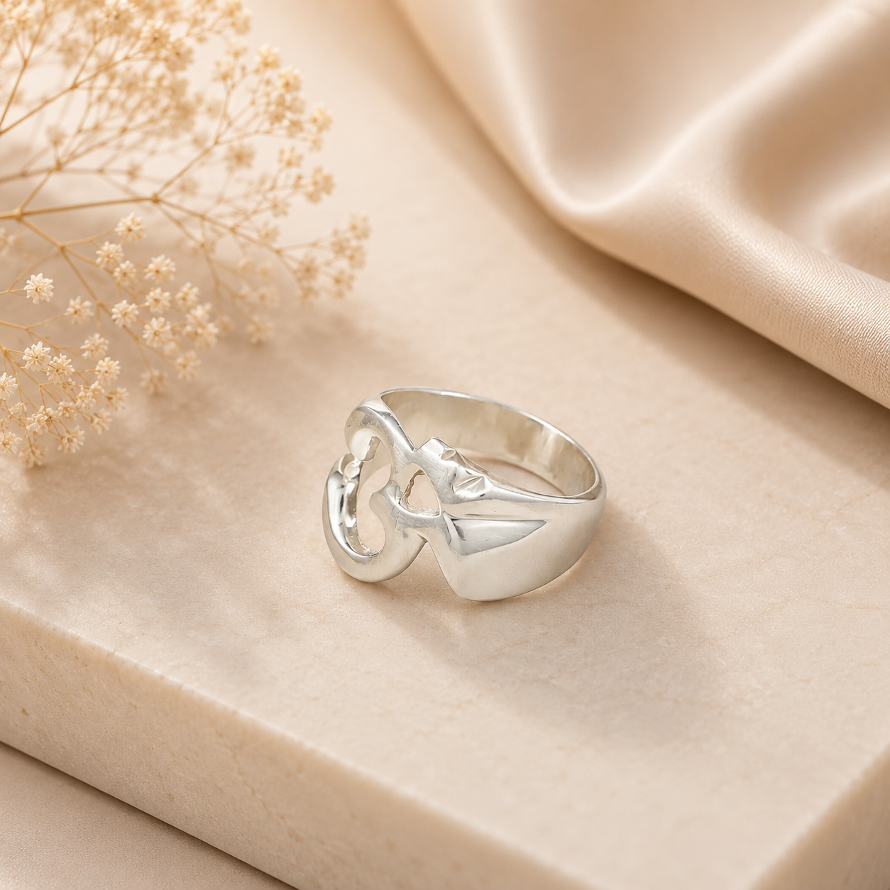 Shiva Om Silver Ring For Him