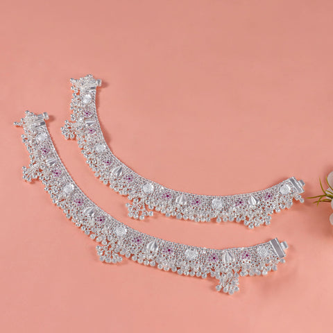 Harshita Regal Grace Silver Anklets