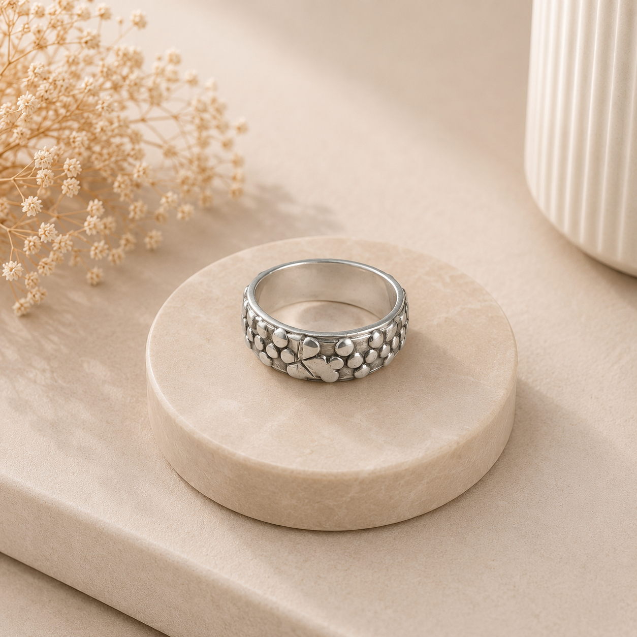 Ranveer Pebble Shine Silver Band For Him