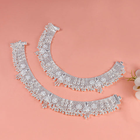 Jhanvi Anant Heritage Silver Anklets