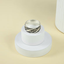 Anvit Elegant Swirl Pattern Silver Band For Him