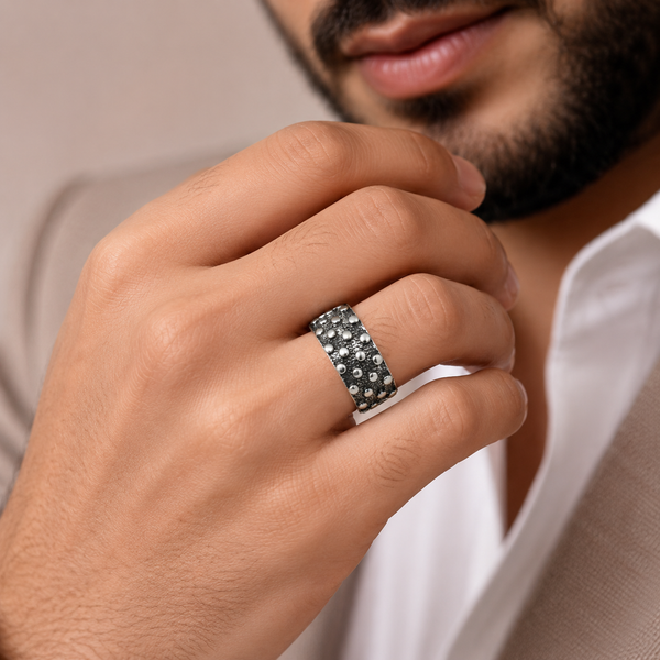 Vansh Dotted Silver Band For Him