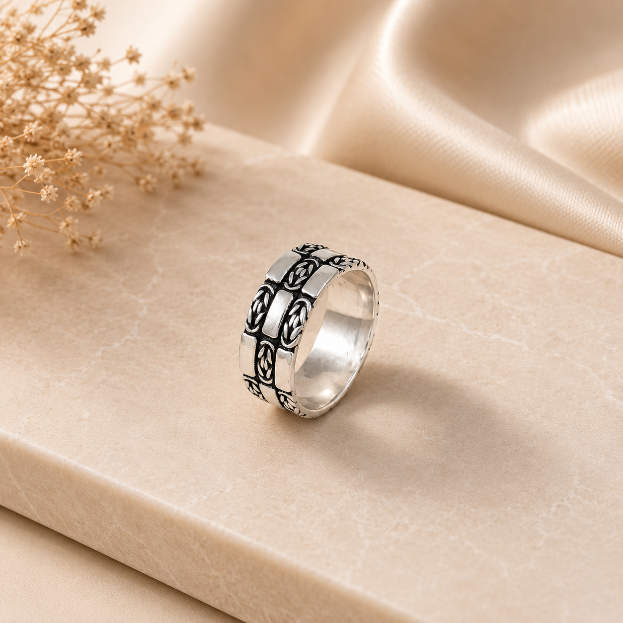 Rudra Knot Design Silver Band For Him